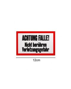 Signaalbord aluminium „Achtung Falle“ maat 12 x 7,5 cm - 1mm dik - ProLoo