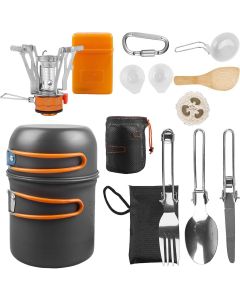 Opvouwbare camping noodpakket kookgerei Set Lichtgewicht pannenset met gasbrander opvouwbaar bestekset
